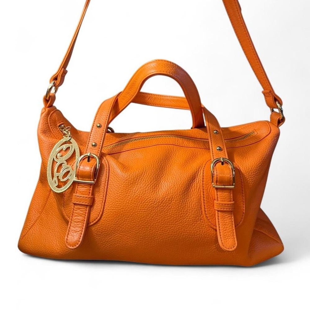 Onna Ehrlich Bright Orange Pebbled Leather Shoulder Bag